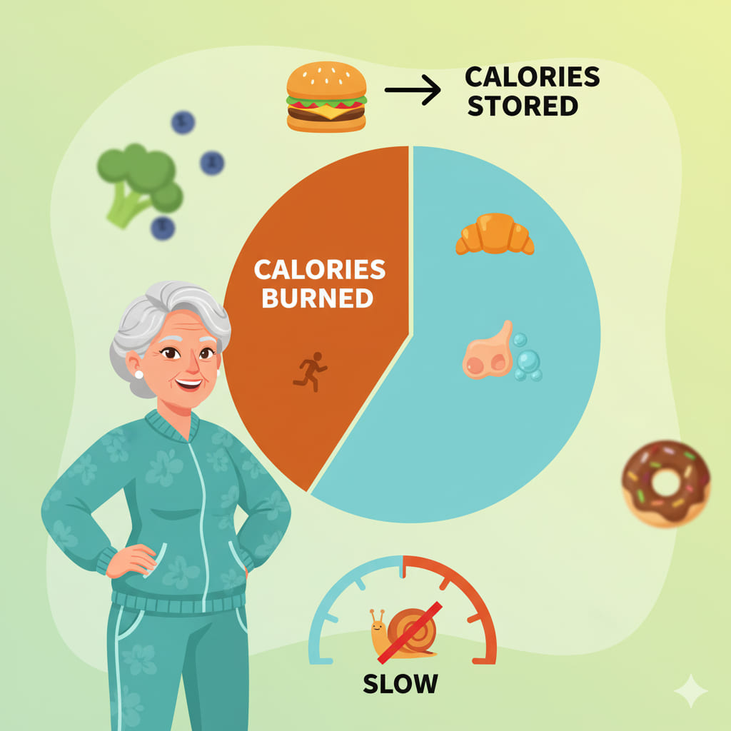 Senior woman calories illustration